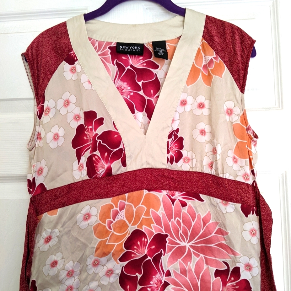 New York & Company silk floral blouse